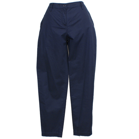EILEEN FISHER Midnight Washed Cotton Tencel Twill Tapered Ankle Trouser Pants M